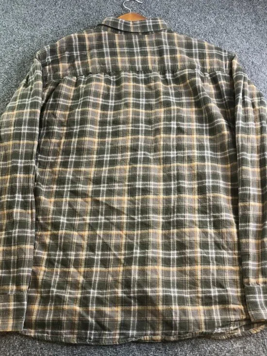 Prana Dolberg Flannel Shirt Mens XL Brown Organic Cotton Standard Button Plaid - Picture 9 of 10